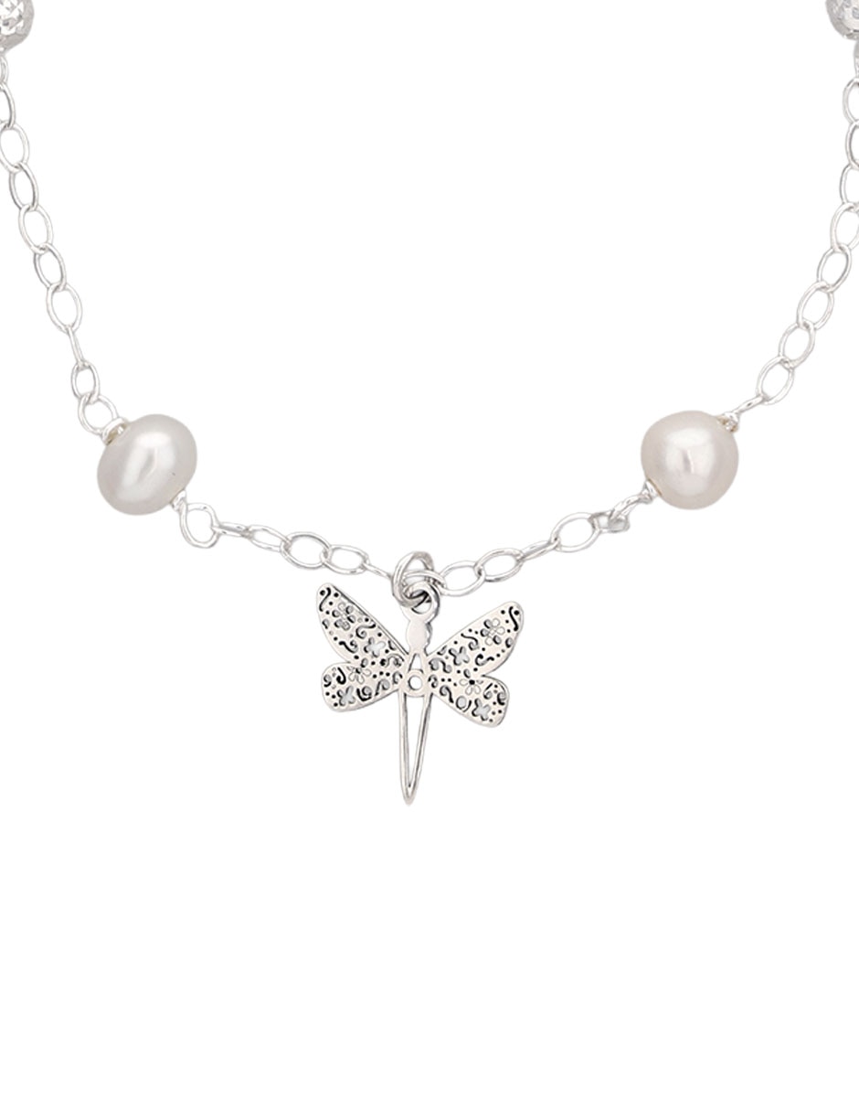 Pulsera de plata con perla P 925 con acabado brillante 2