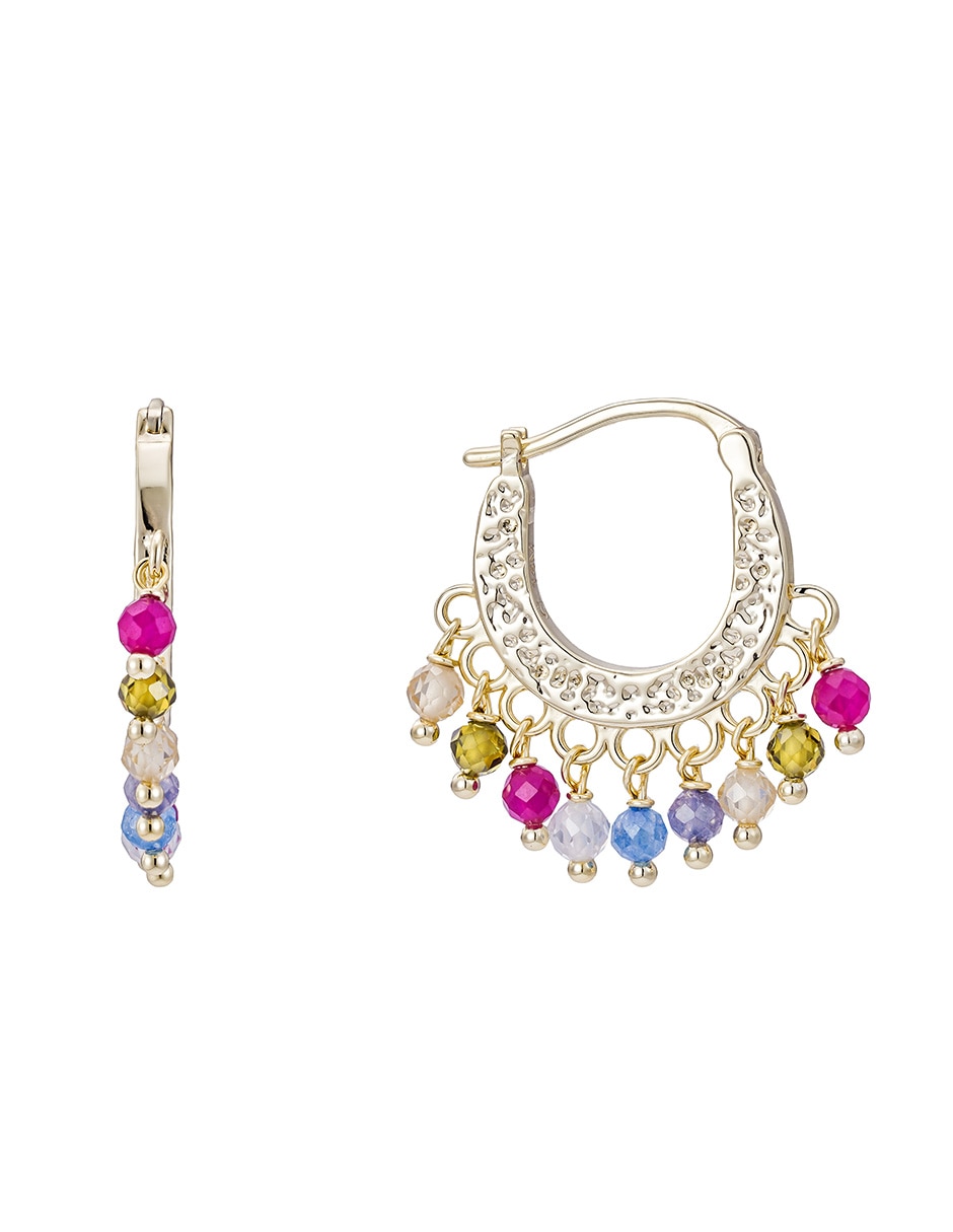 Aretes cortos Golden con acabado baño de oro 14 k zirconia