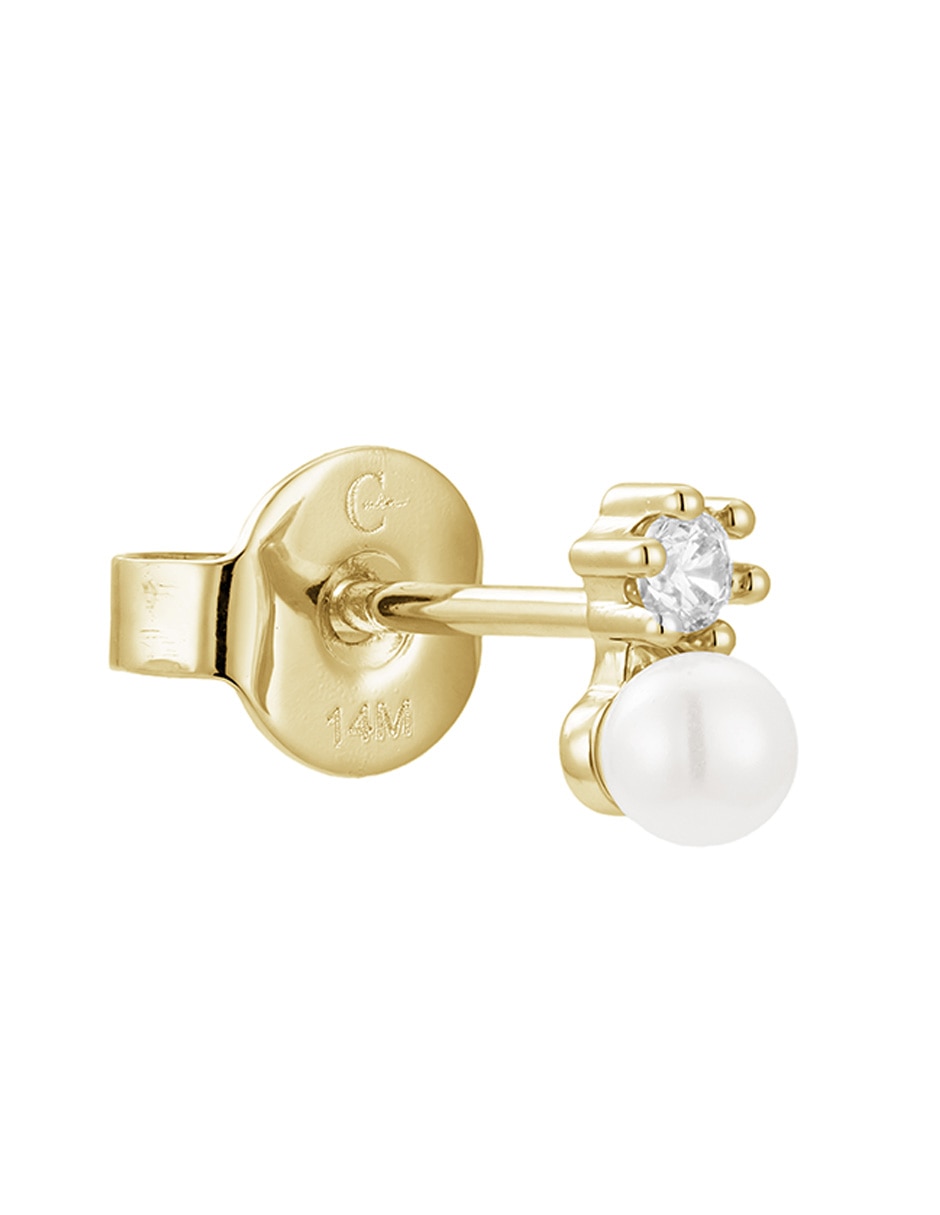 Broqueles Golden Perlas con acabado baño de oro 14 k perla con zirconia 2