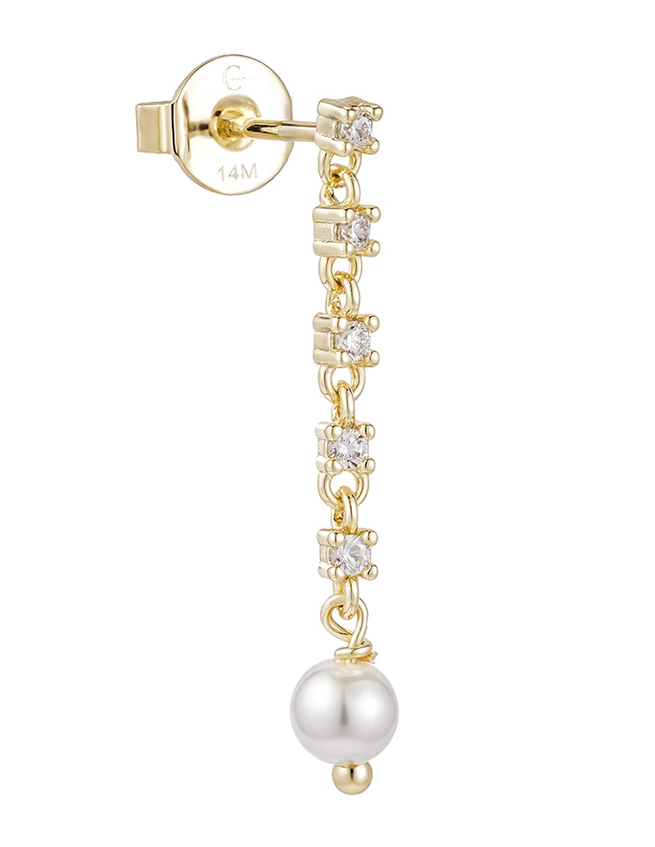 Arete corto 14 k con acabado baño de oro zirconia 2