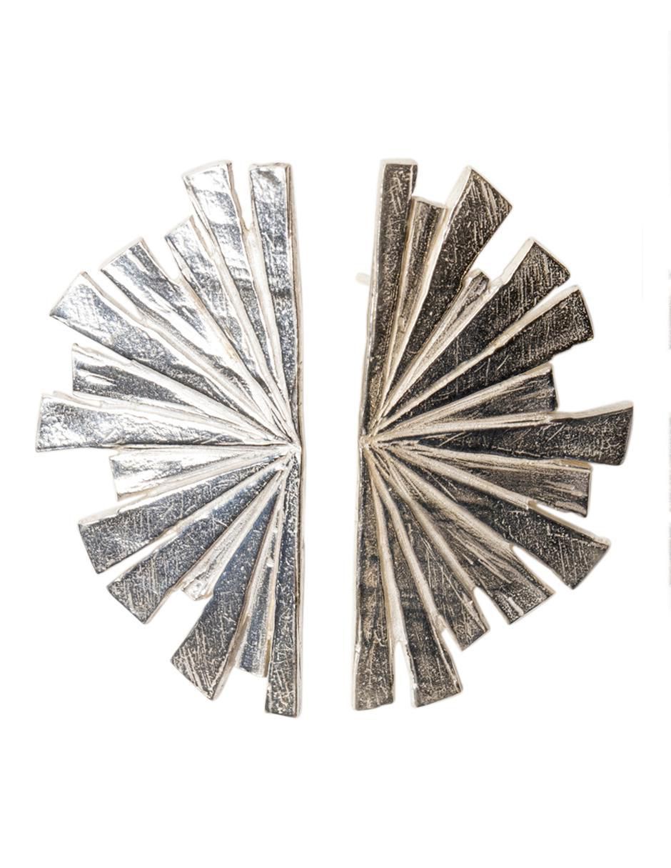 Aretes largos de abanico de plata p 925 con acabado lustre
