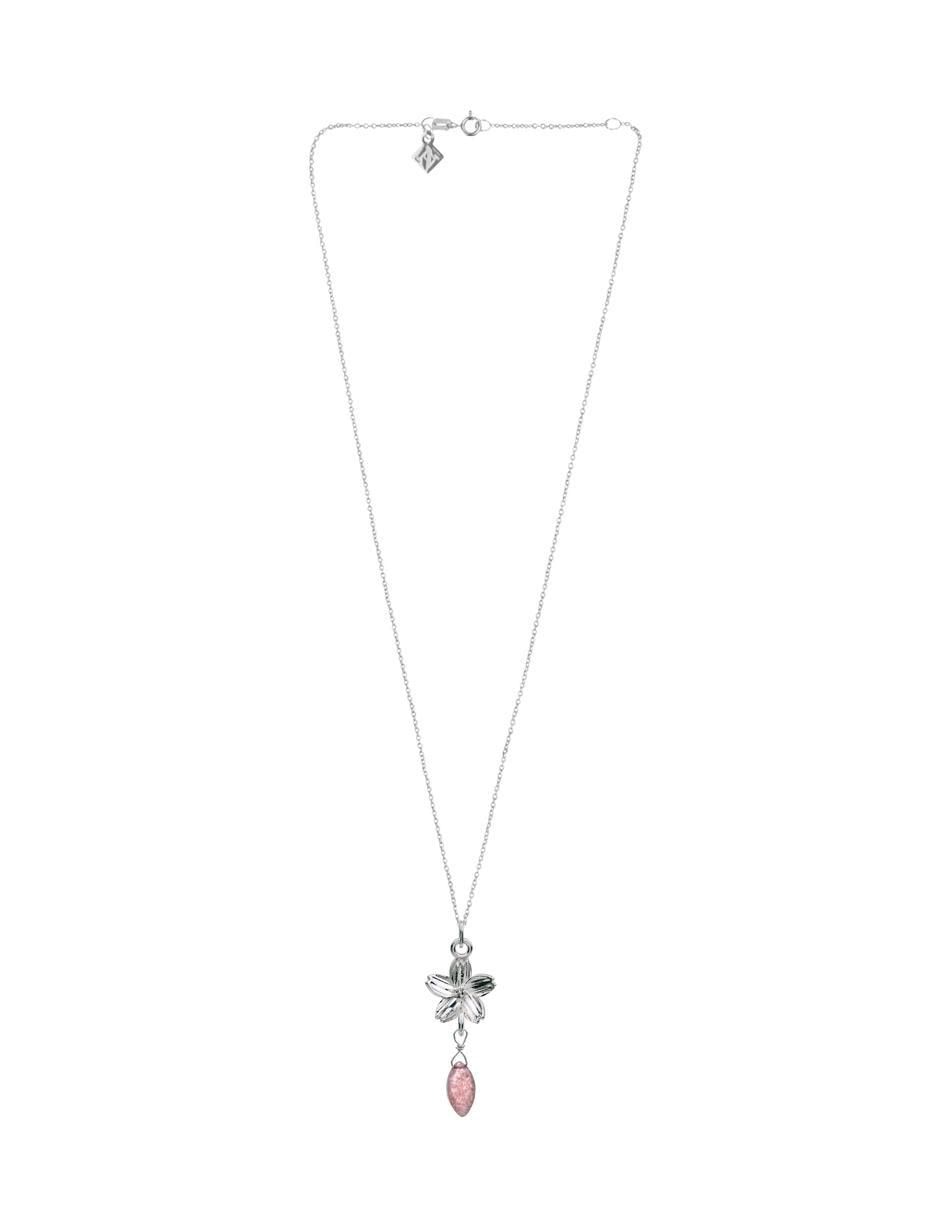 Collar con dije de flor de plata P 925 2