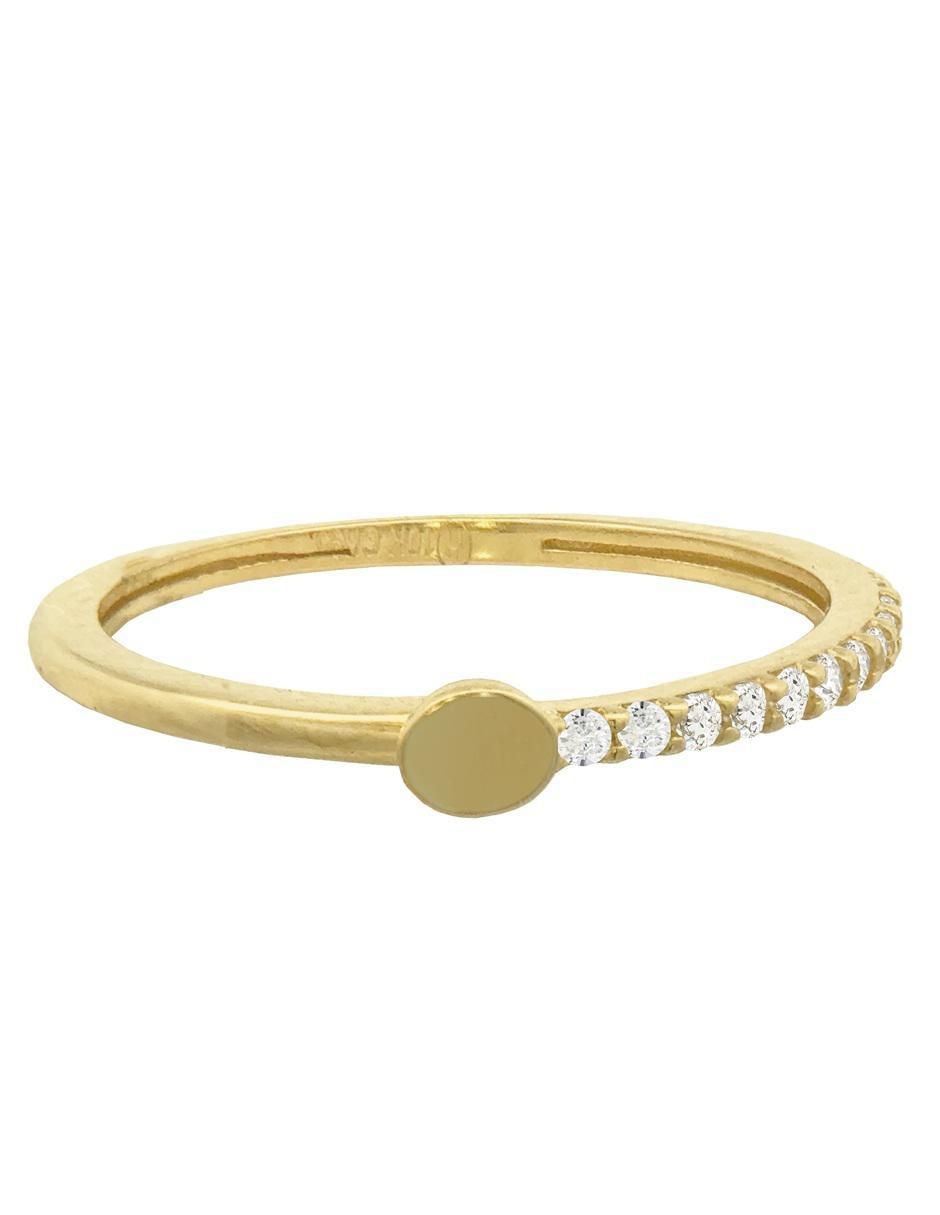 Anillo circular 10 k de oro zirconia pulido