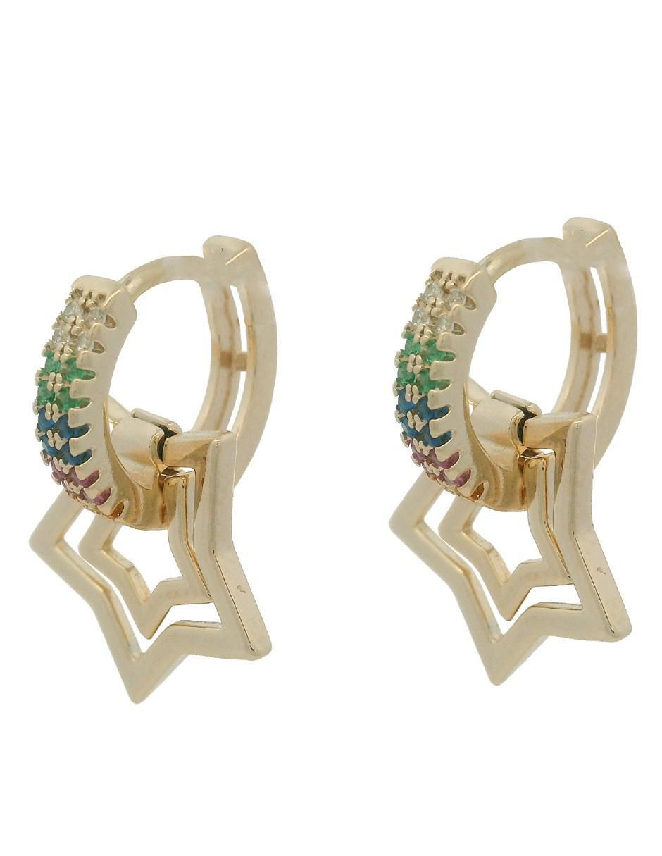 Aretes cortos de estrella 18 k con acabado chapa de oro zirconia 2