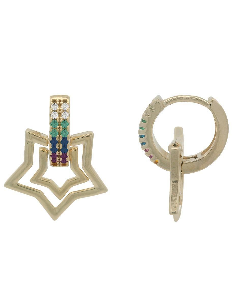 Aretes cortos de estrella 18 k con acabado chapa de oro zirconia 3