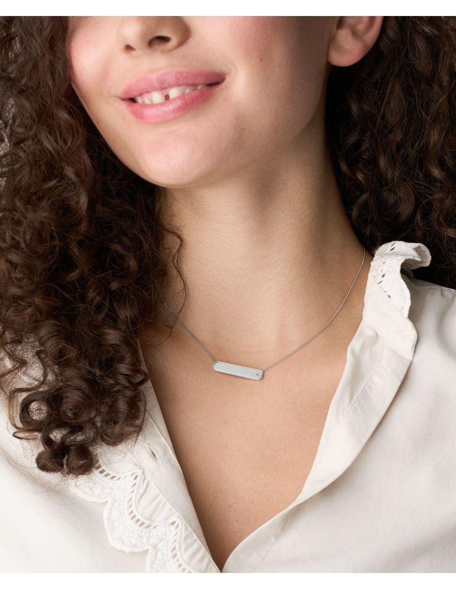 Collar no aplica "de (si aplica)" rectangular fossil sadie "de" acero inoxidable sin kilataje