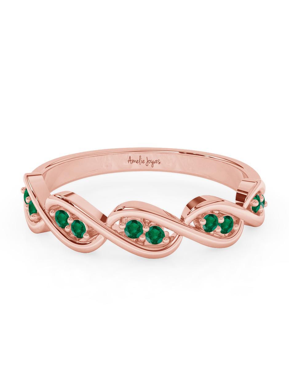 Anillo 10 k de oro esmeralda pulido