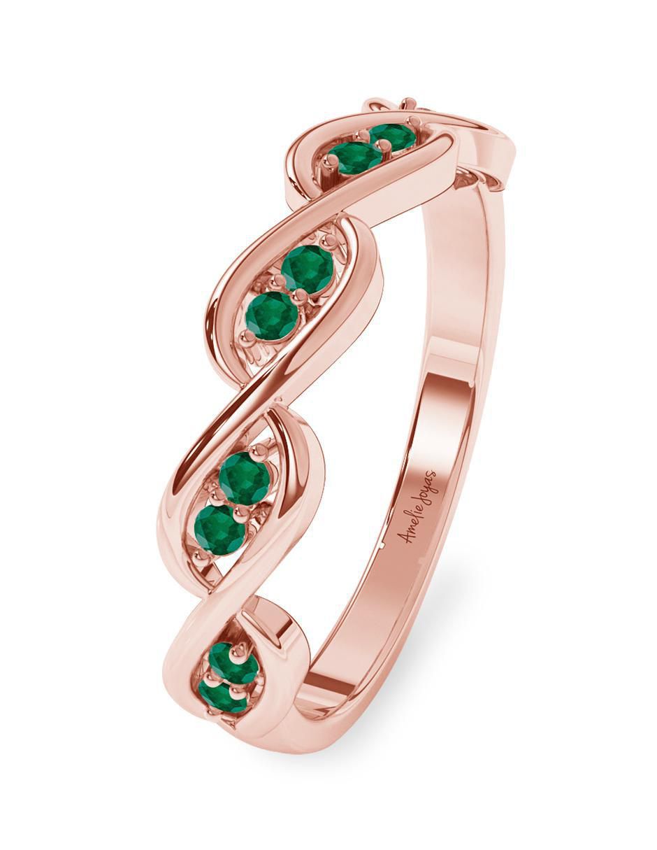 Anillo 10 k de oro esmeralda pulido 2