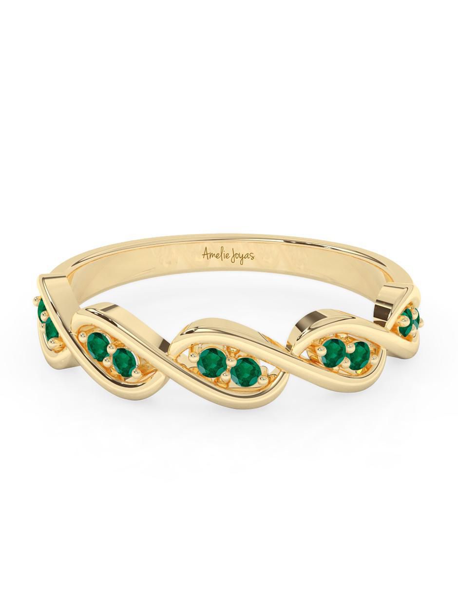 Anillo 10 k de oro esmeralda pulido