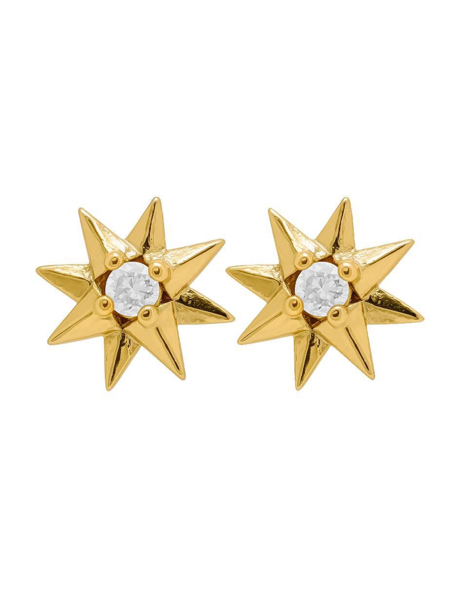 Aretes cortos de estrella con acabado pulido zirconia Aretes cortos de estrella con acabado pulido zirconia