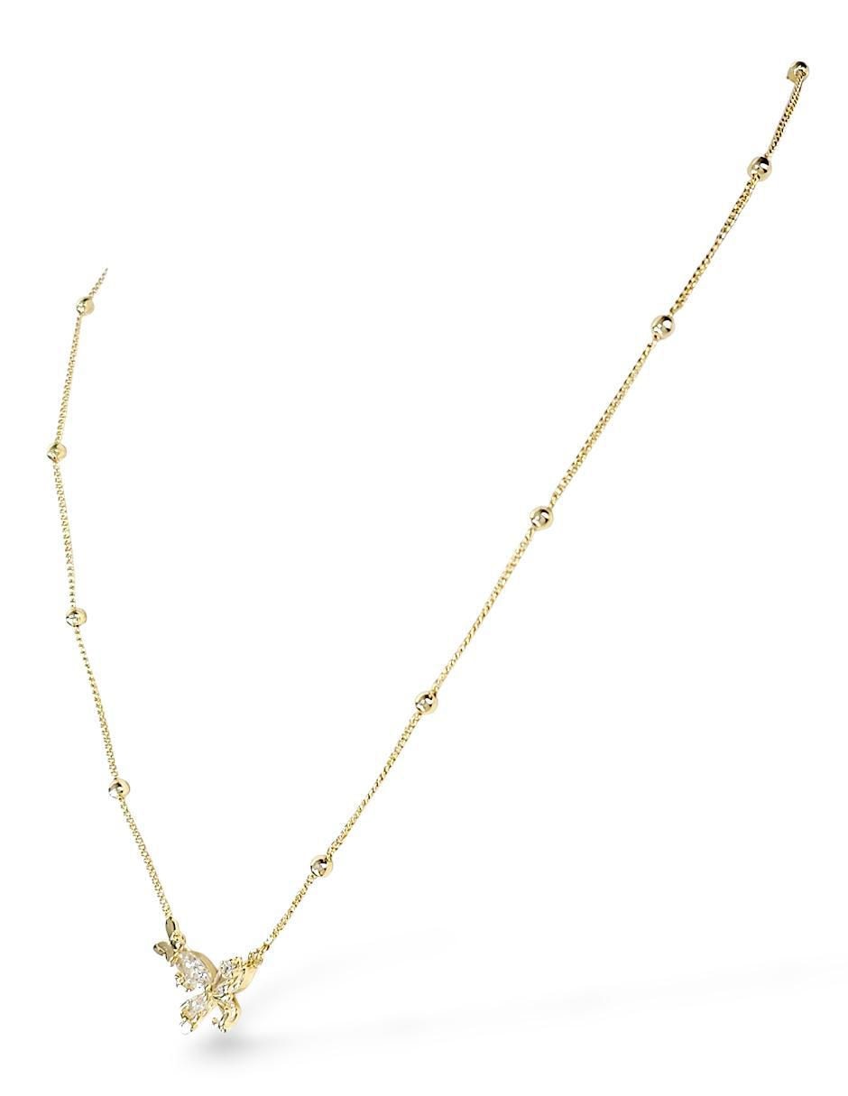 Aretes y collar de mariposa baño de oro 18 k zirconia 3