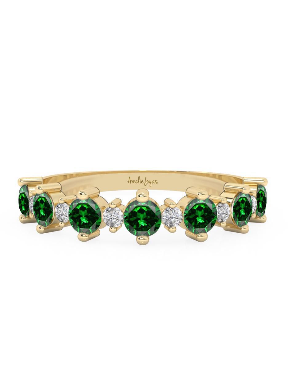 Anillo 10 k de oro zirconia pulido