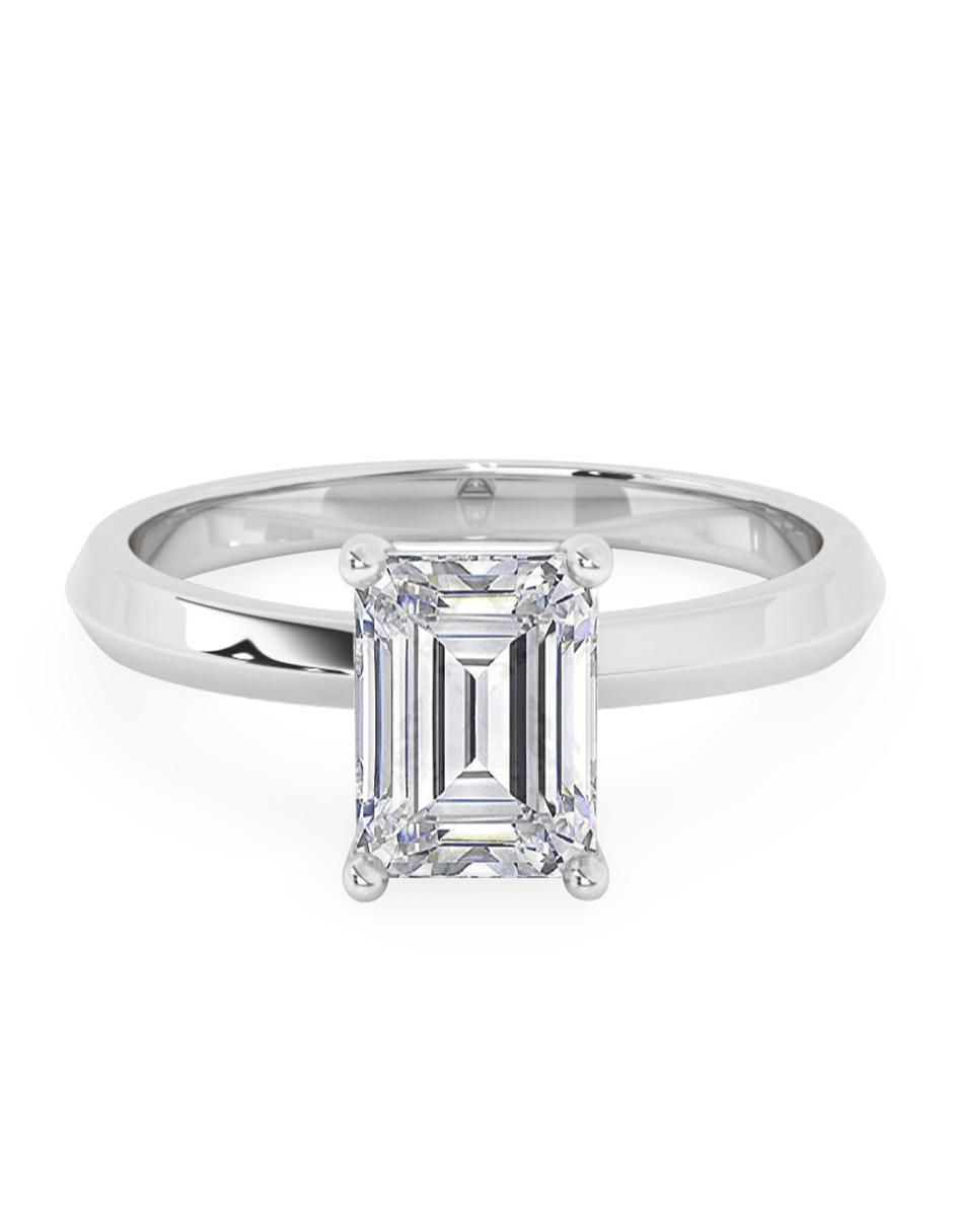 Anillo octagonal 10 k de oro zirconia pulido