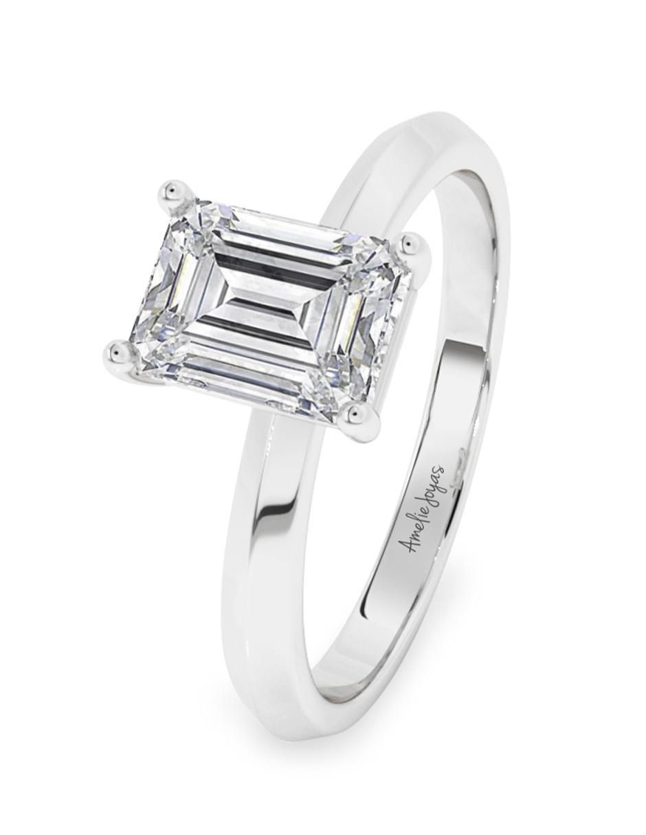 Anillo octagonal 10 k de oro zirconia pulido 2