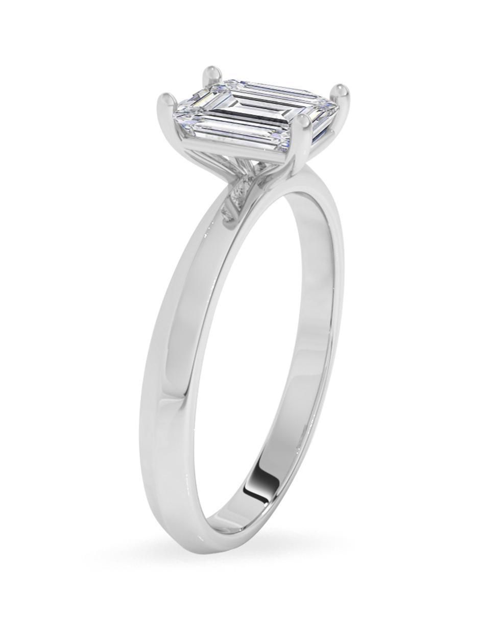 Anillo octagonal 10 k de oro zirconia pulido 4