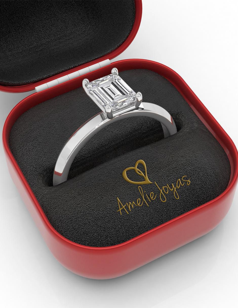 Anillo octagonal 10 k de oro zirconia pulido 5
