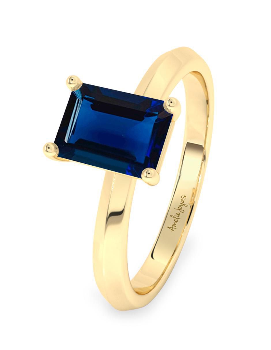 Anillo "de (si aplica)" octagonal amelie joyas sin colección no aplica 10 k "de" oro zafiro pulido