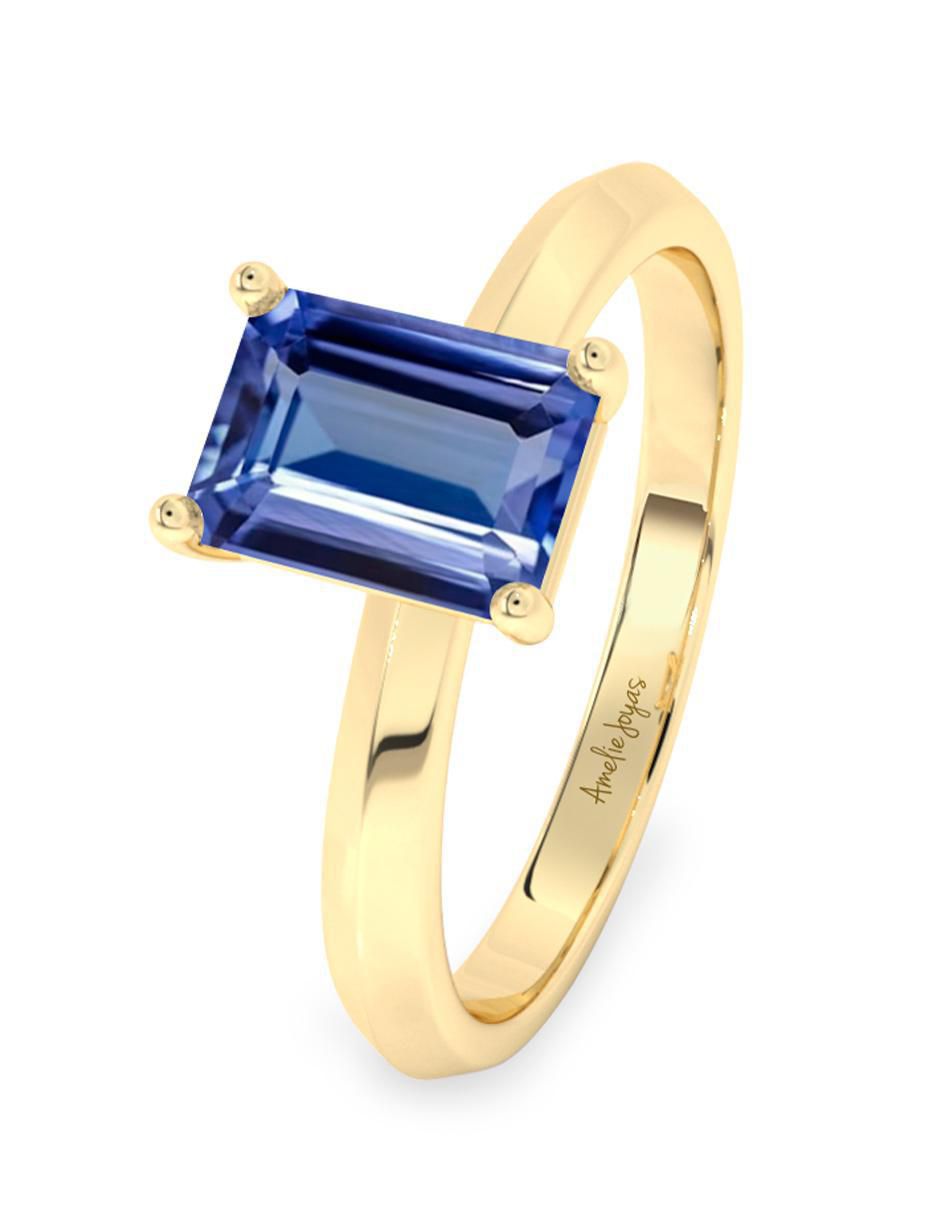 Anillo "de (si aplica)" octagonal amelie joyas sin coleccion no aplica 10 k "de" oro tanzanita pulido