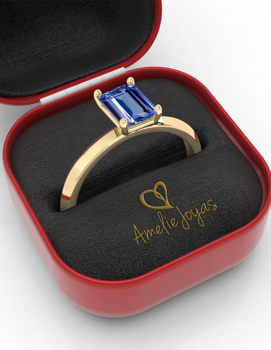 Anillo "de (si aplica)" octagonal amelie joyas sin coleccion no aplica 10 k "de" oro tanzanita pulido