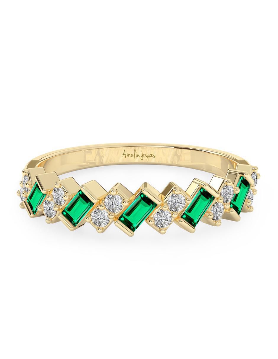 Churumbela rectangular 10 k de oro zirconia pulido