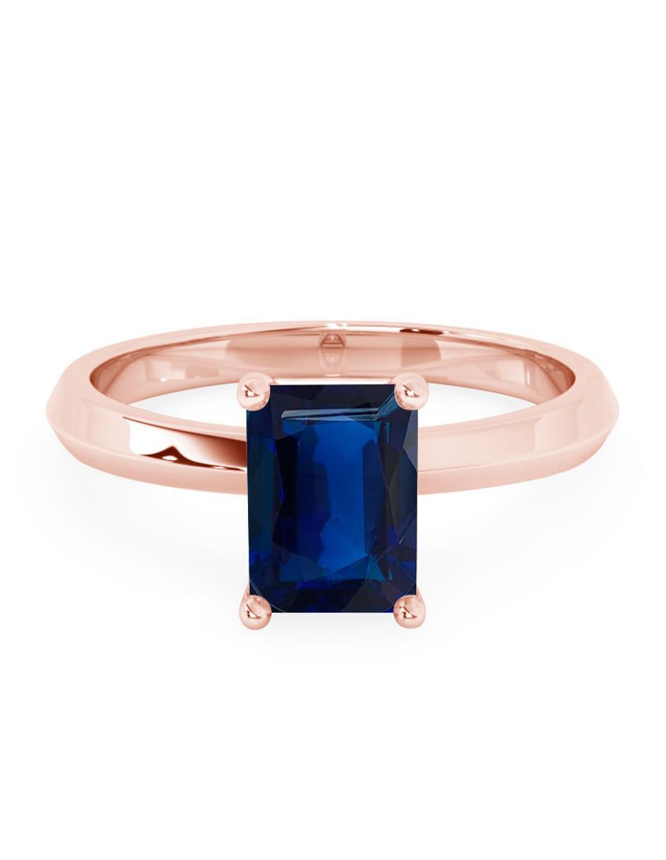 Anillo octagonal 10 k de oro zafiro pulido