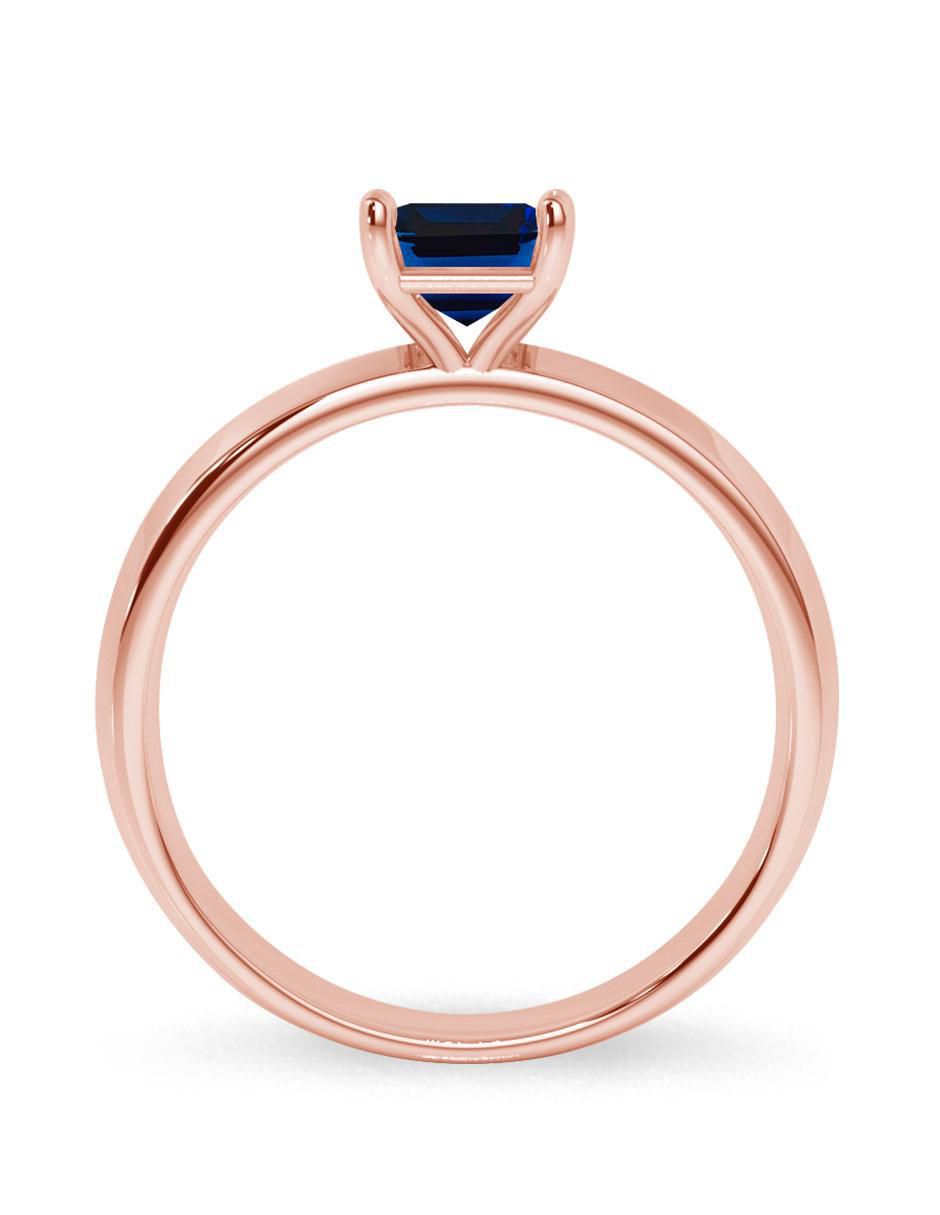 Anillo octagonal 10 k de oro zafiro pulido 3
