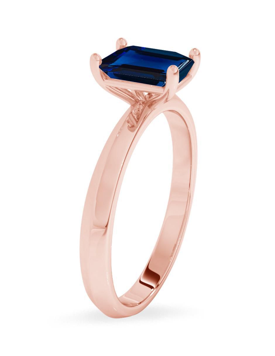 Anillo octagonal 10 k de oro zafiro pulido 4