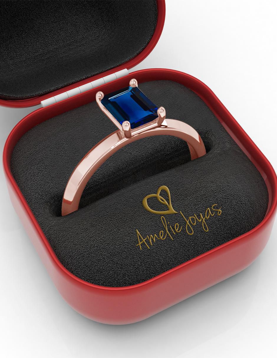 Anillo octagonal 10 k de oro zafiro pulido 5