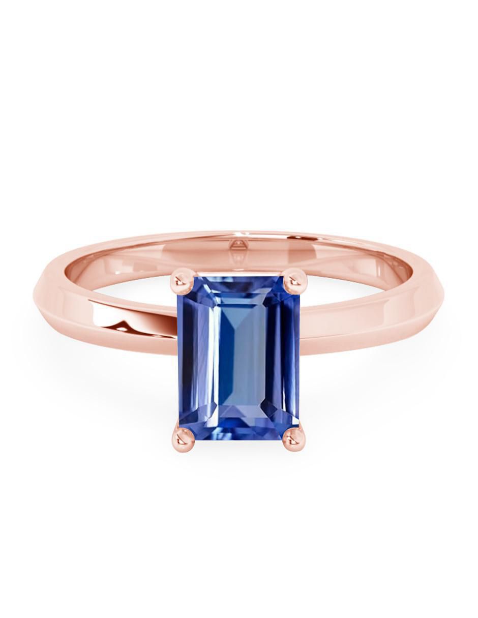 Anillo octagonal 10 k de oro tanzanita pulido