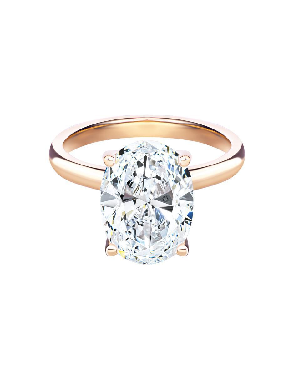 Anillo ovalado 14 k de oro moissanita