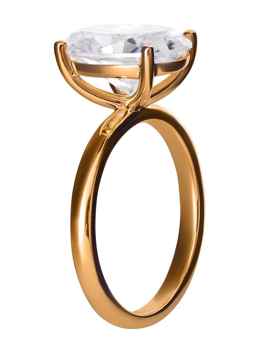 Anillo ovalado 14 k de oro moissanita 2