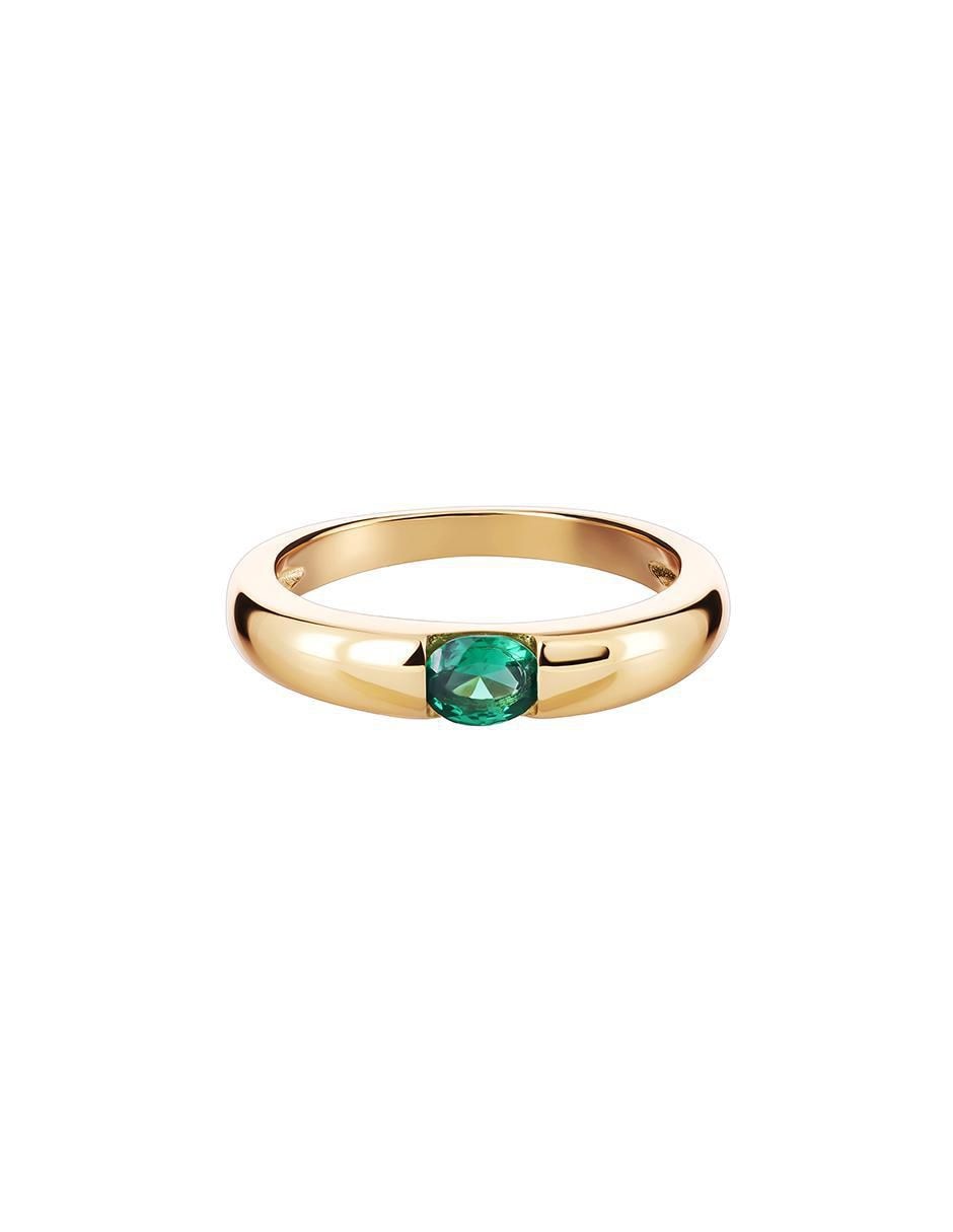 Anillo P 925 de plata esmeralda chapa de oro
