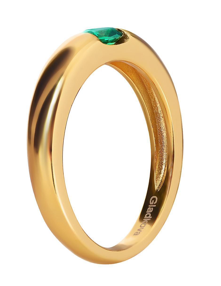 Anillo P 925 de plata esmeralda chapa de oro 2
