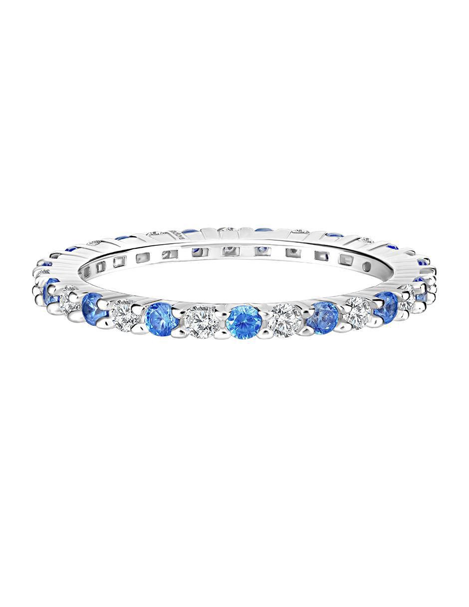 Anillo P 925 de plata aguamarina pavé