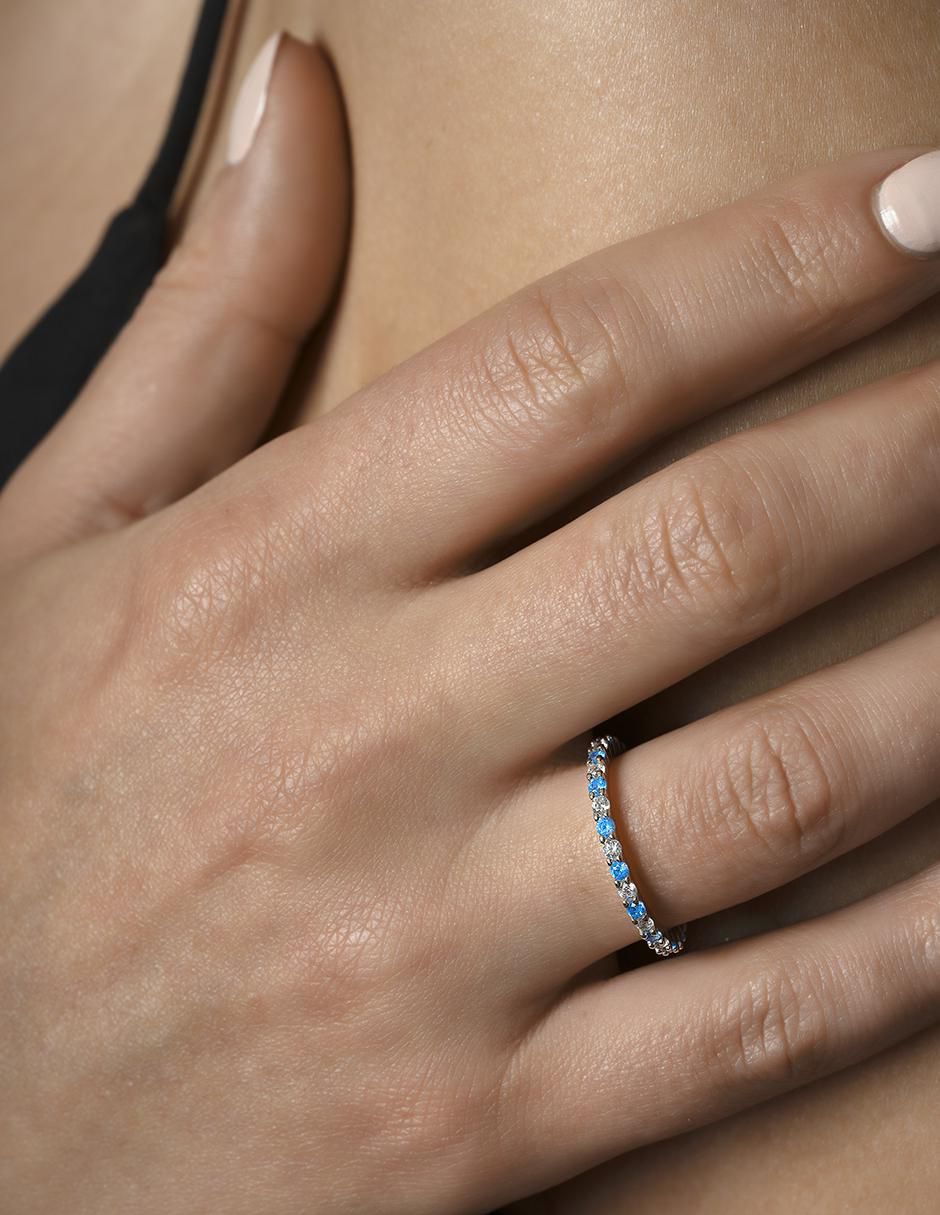 Anillo P 925 de plata aguamarina pavé 4