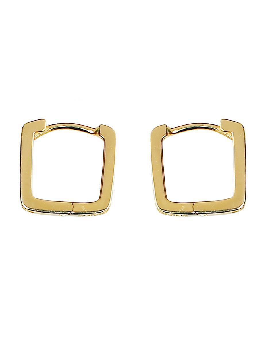 Aretes huggies cuadrados de plata p 925 con acabado chapa de oro circonita 2