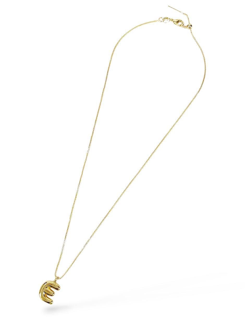 Collar con dije de letra e de baño de oro 18 K 2