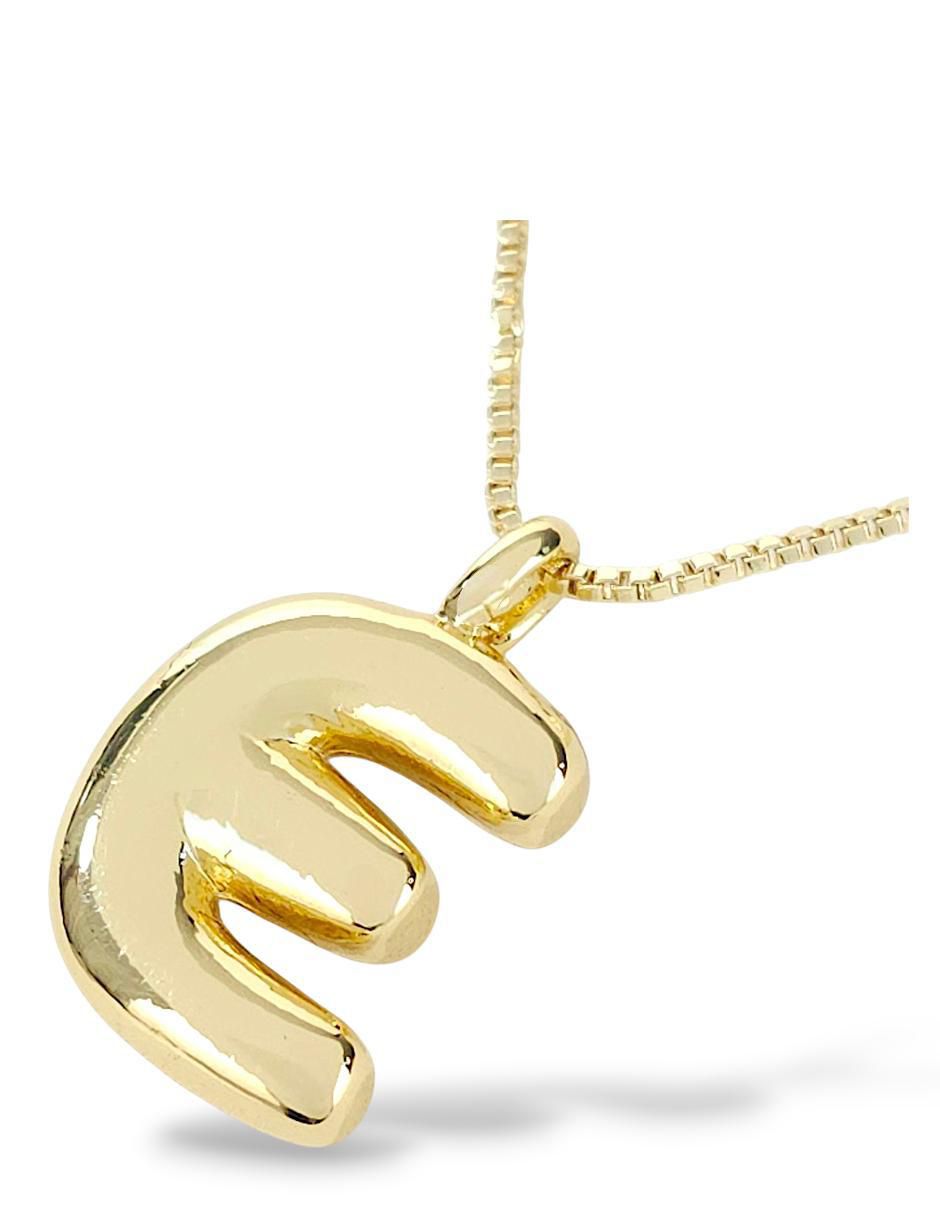 Collar con dije de letra e de baño de oro 18 K 4