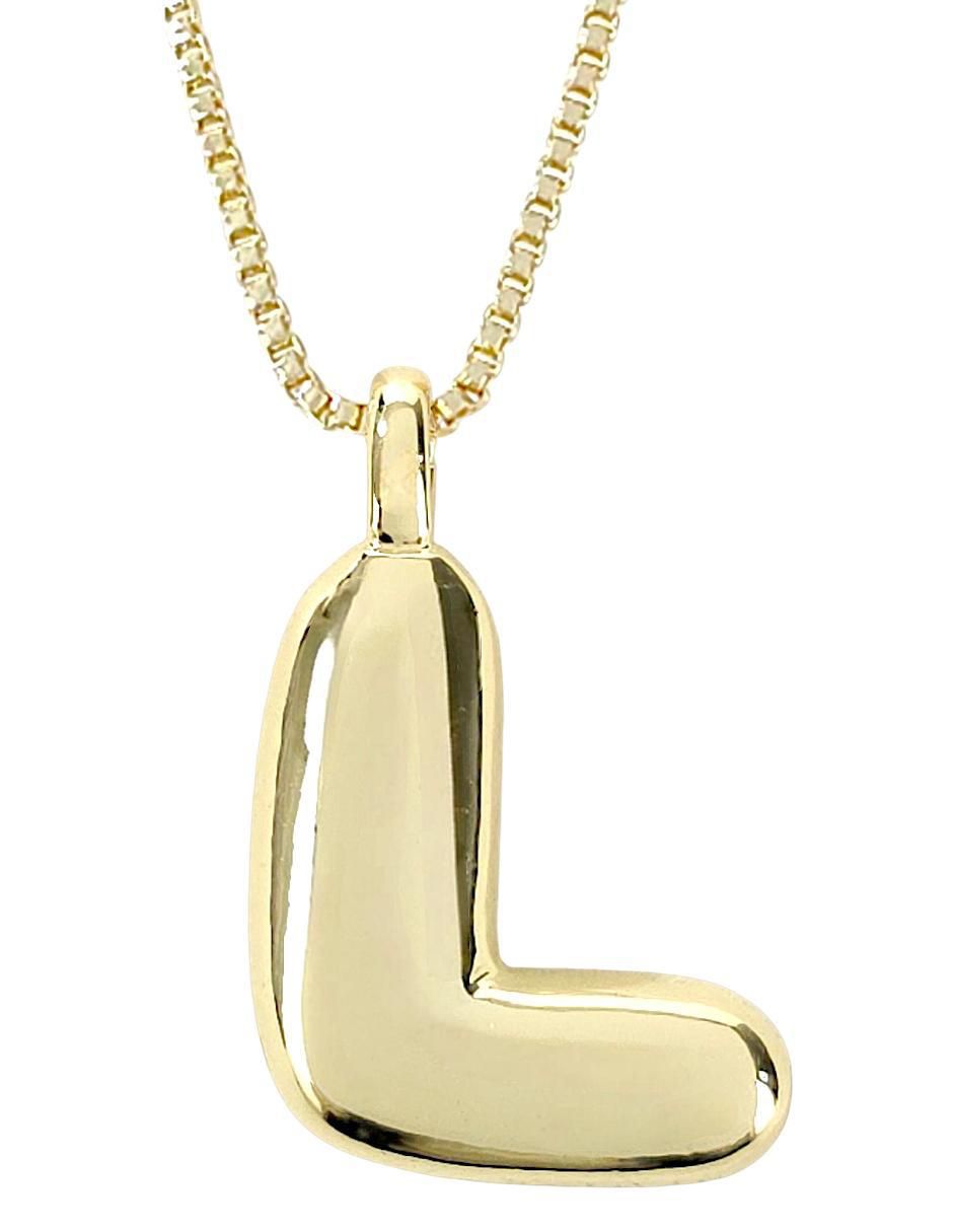 Collar con dije de letra l de baño de oro 18 K Collar con dije de letra l de baño de oro 18 K