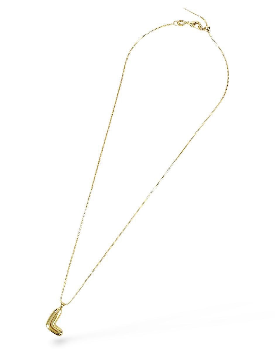 Collar con dije de letra l de baño de oro 18 K 2