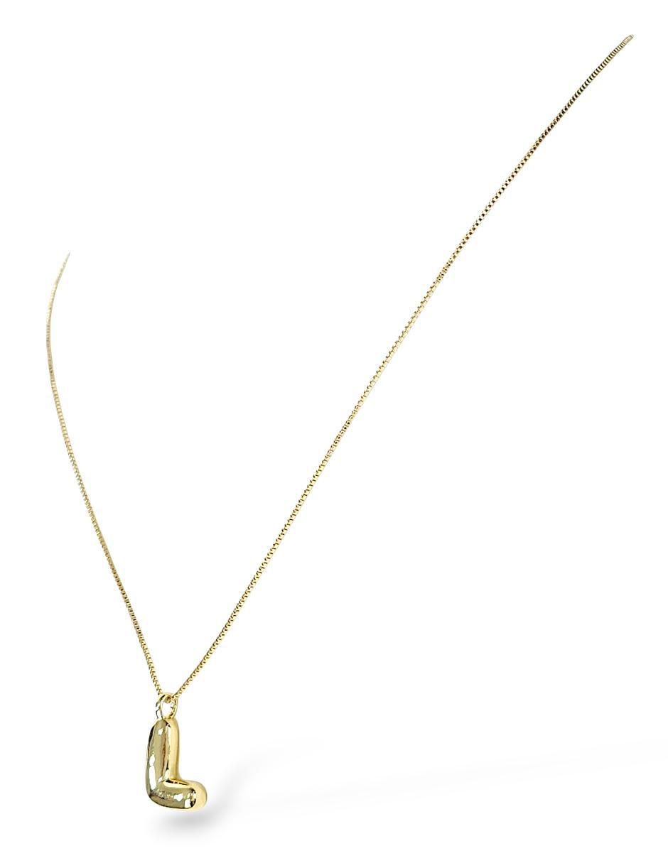 Collar con dije de letra l de baño de oro 18 K 3
