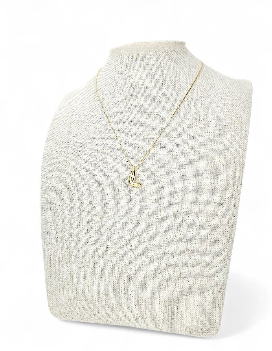 Collar con dije de letra l de baño de oro 18 K 5