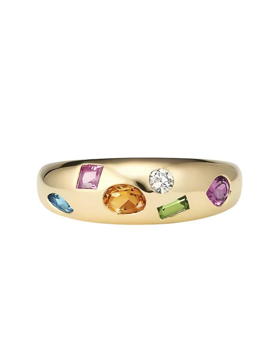 Anillo con gema P 925 de plata circonita chapa de oro 2