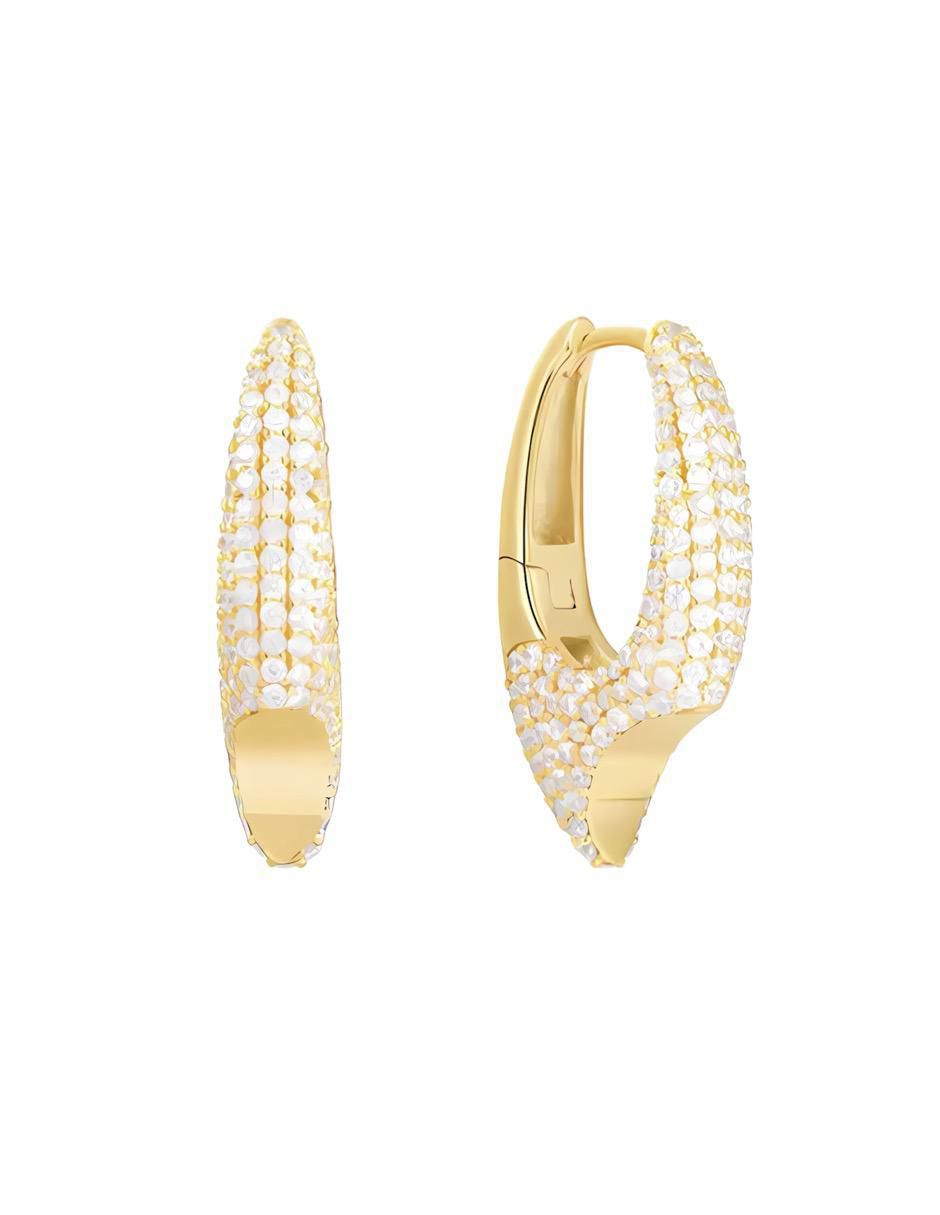 Aretes de plata P 925 con acabado chapa de oro circonita Aretes de plata P 925 con acabado chapa de oro circonita