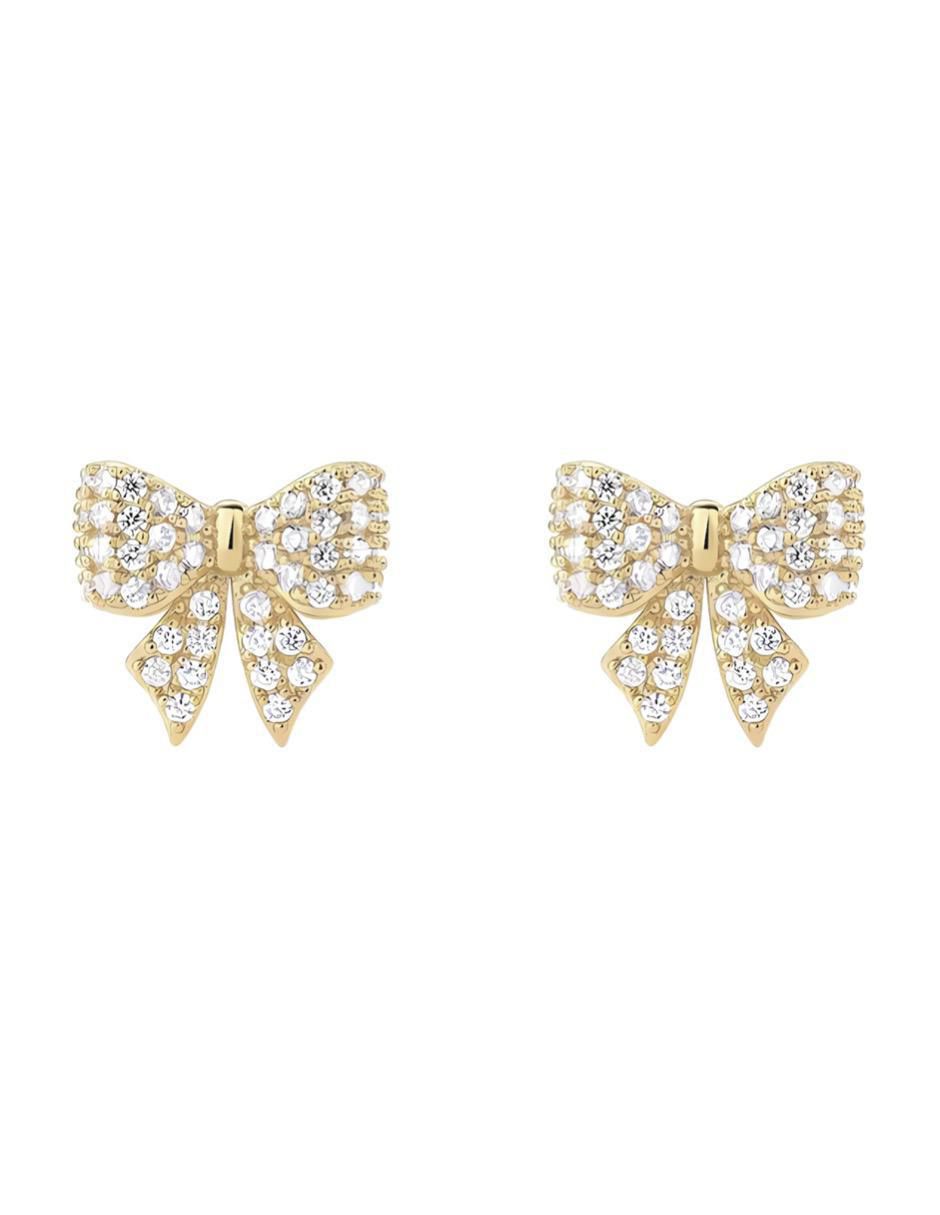 Aretes de moño de plata P 925 con acabado brillante circonita Aretes de moño de plata P 925 con acabado brillante circonita