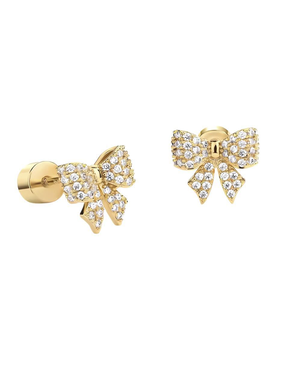 Aretes de moño de plata P 925 con acabado brillante circonita 2
