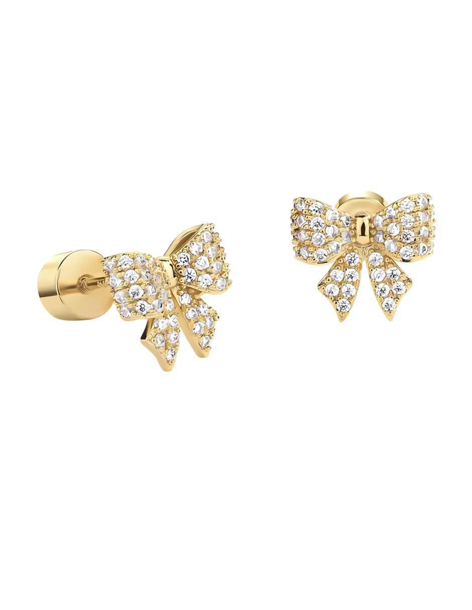 Aretes de moño de plata P 925 con acabado brillante circonita 4
