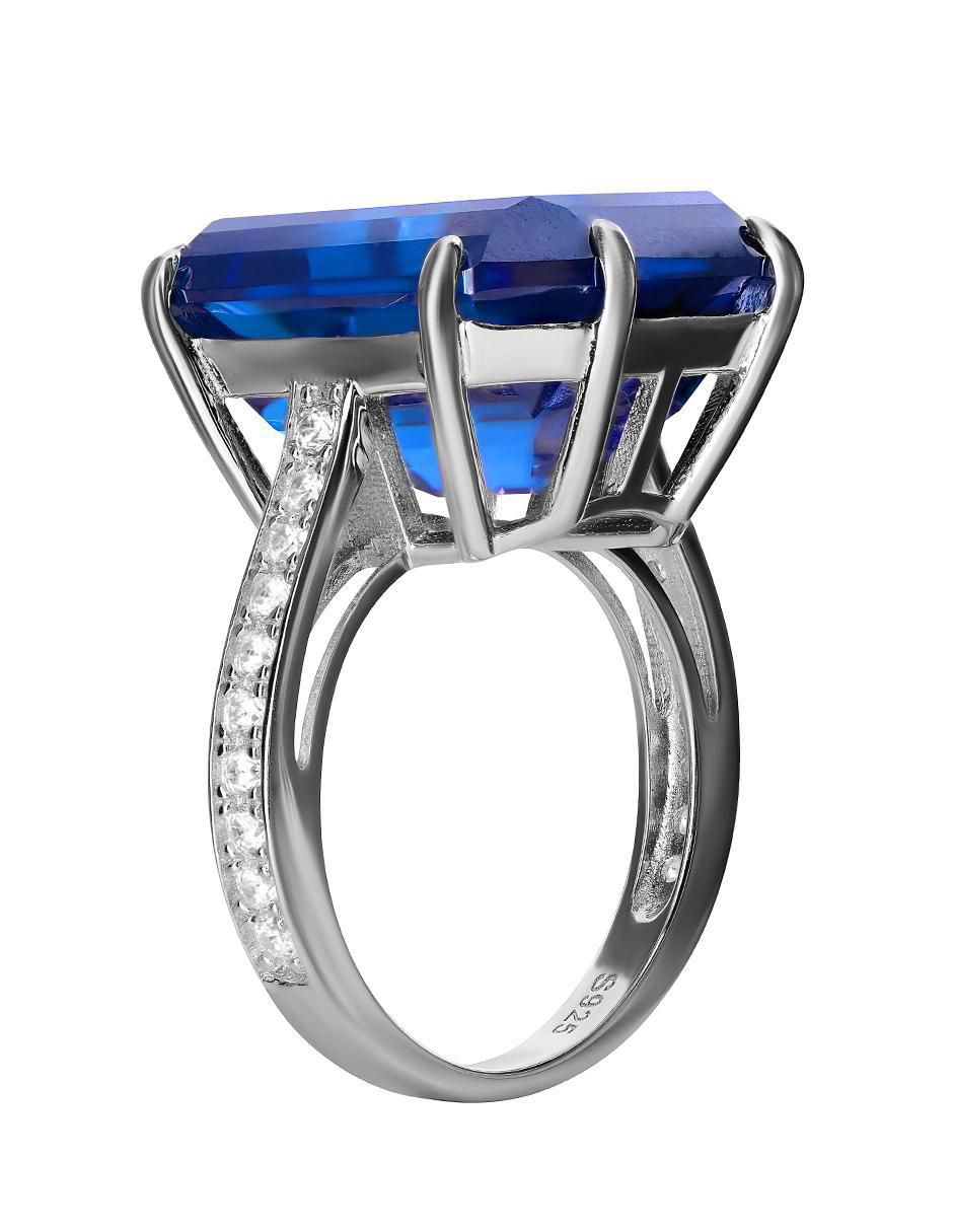 Anillo P 925 de plata zafiro brillante 2
