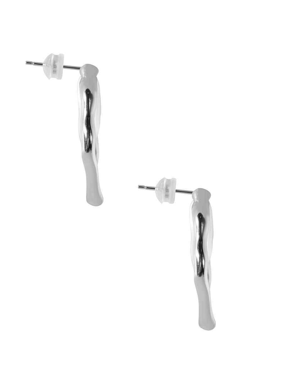 Aretes largos de plata P 925 con acabado liso perla 3