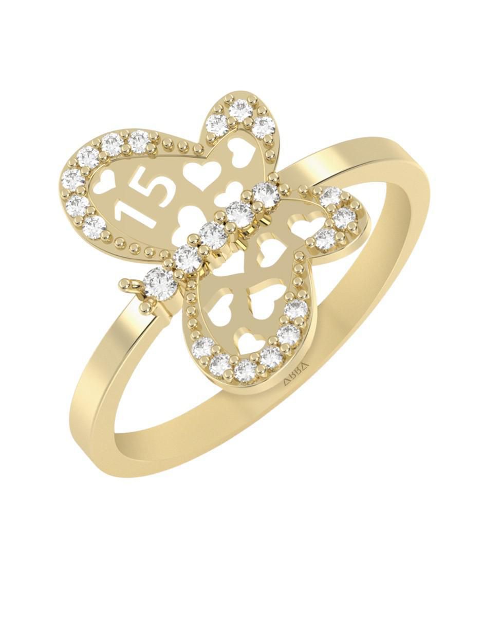 Anillo "de (si aplica)" mariposa abba joyas sin familia no aplica 14 k "de" oro zirconia brillante